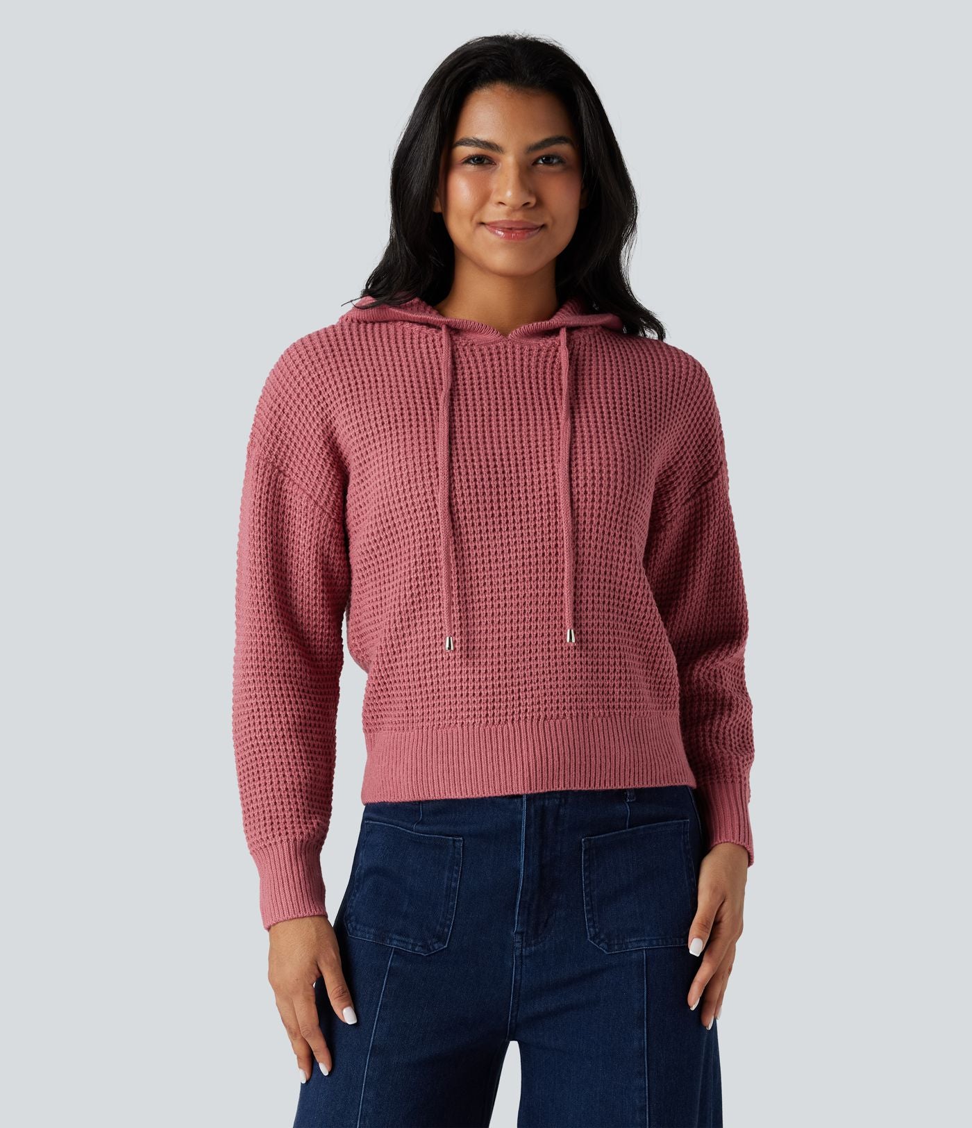 Pull à capuche cordon de serrage manches longues