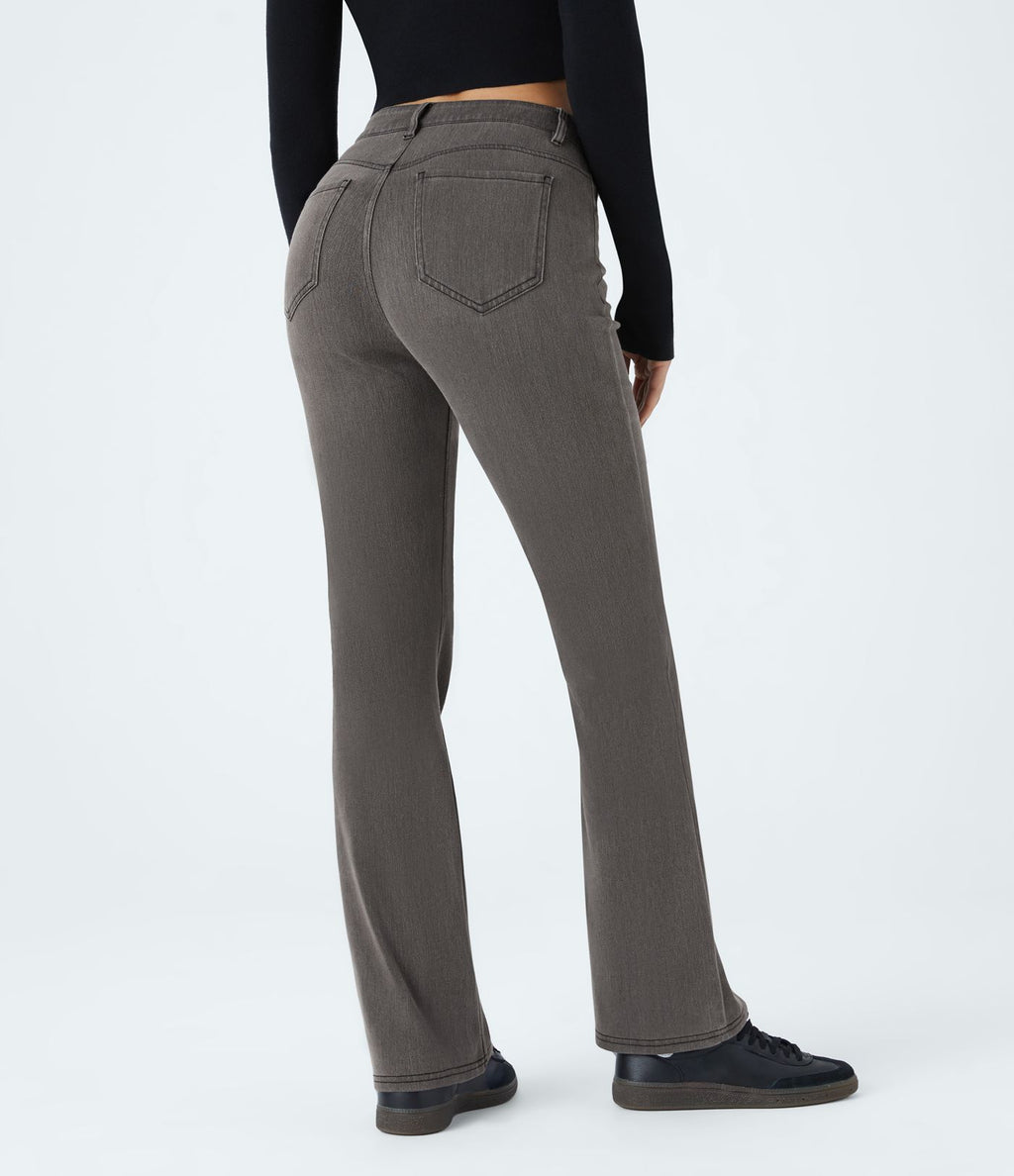 Halara Flex™ Jean Évasé Casual Taille Mi-haute Tricot Extensible Boutonnés Poches