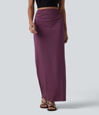 Jupe crayon longue taille haute effet frais InstantCool avec fronces