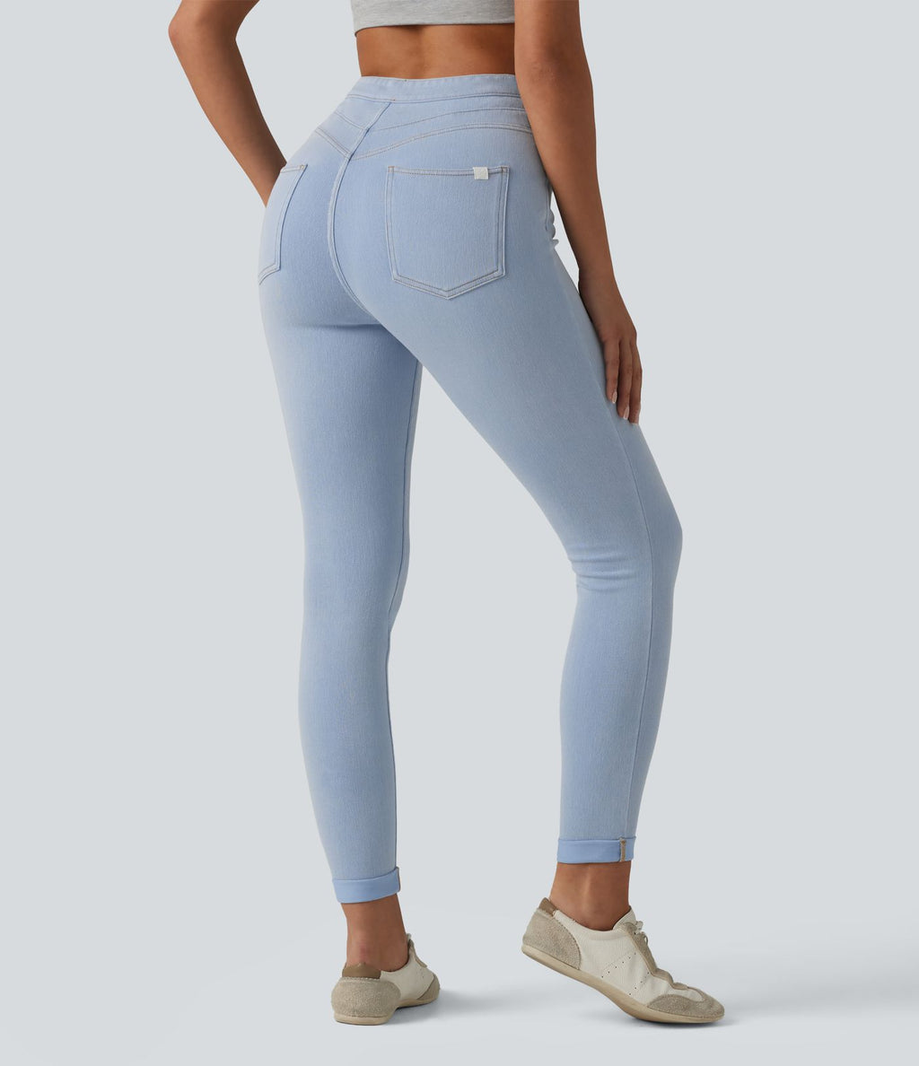 Legging 7/8 casual denim Halara Flex™ gainant taille haute avec poches