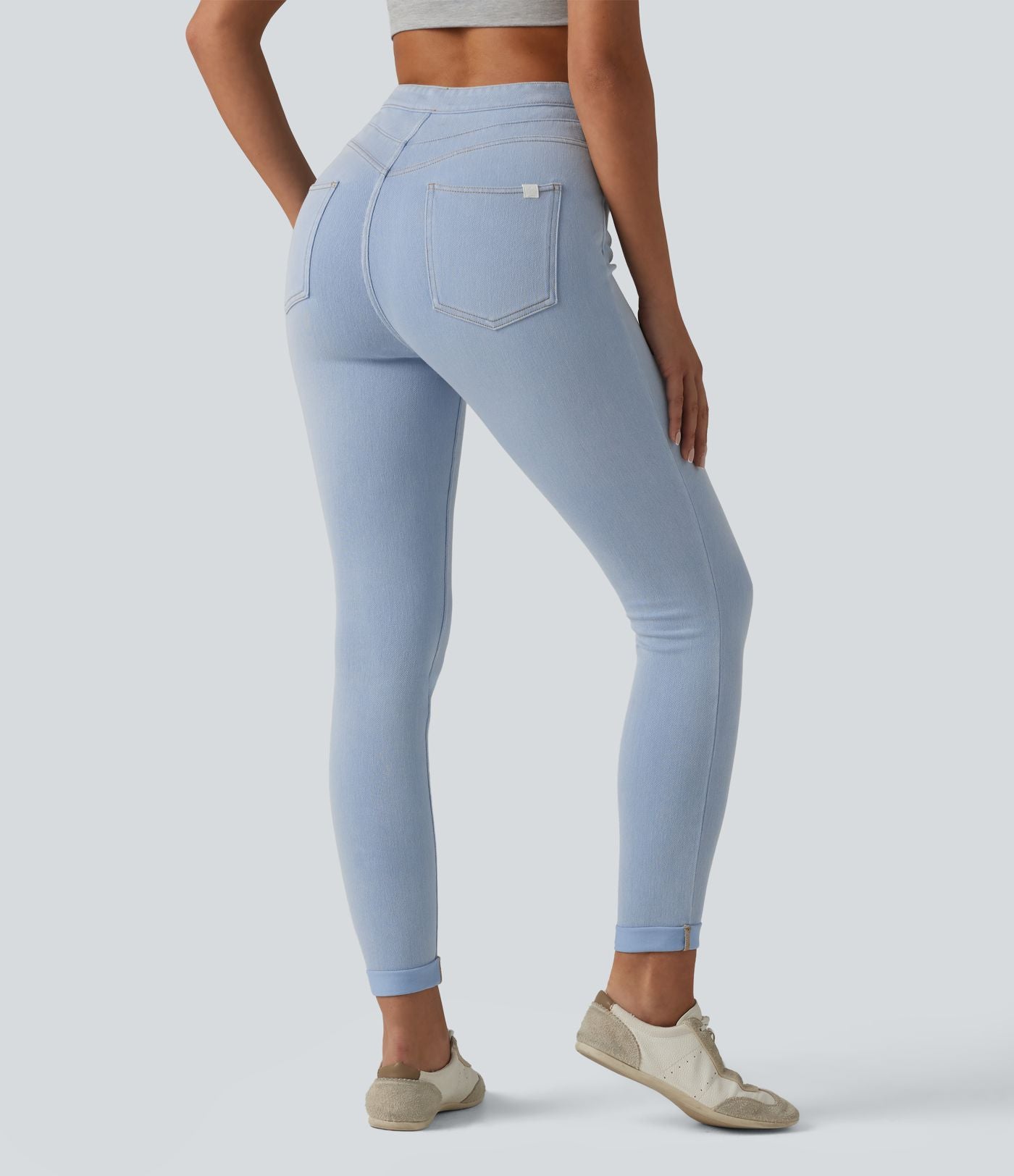 Legging 7/8 casual denim Halara Flex™ gainant taille haute avec poches