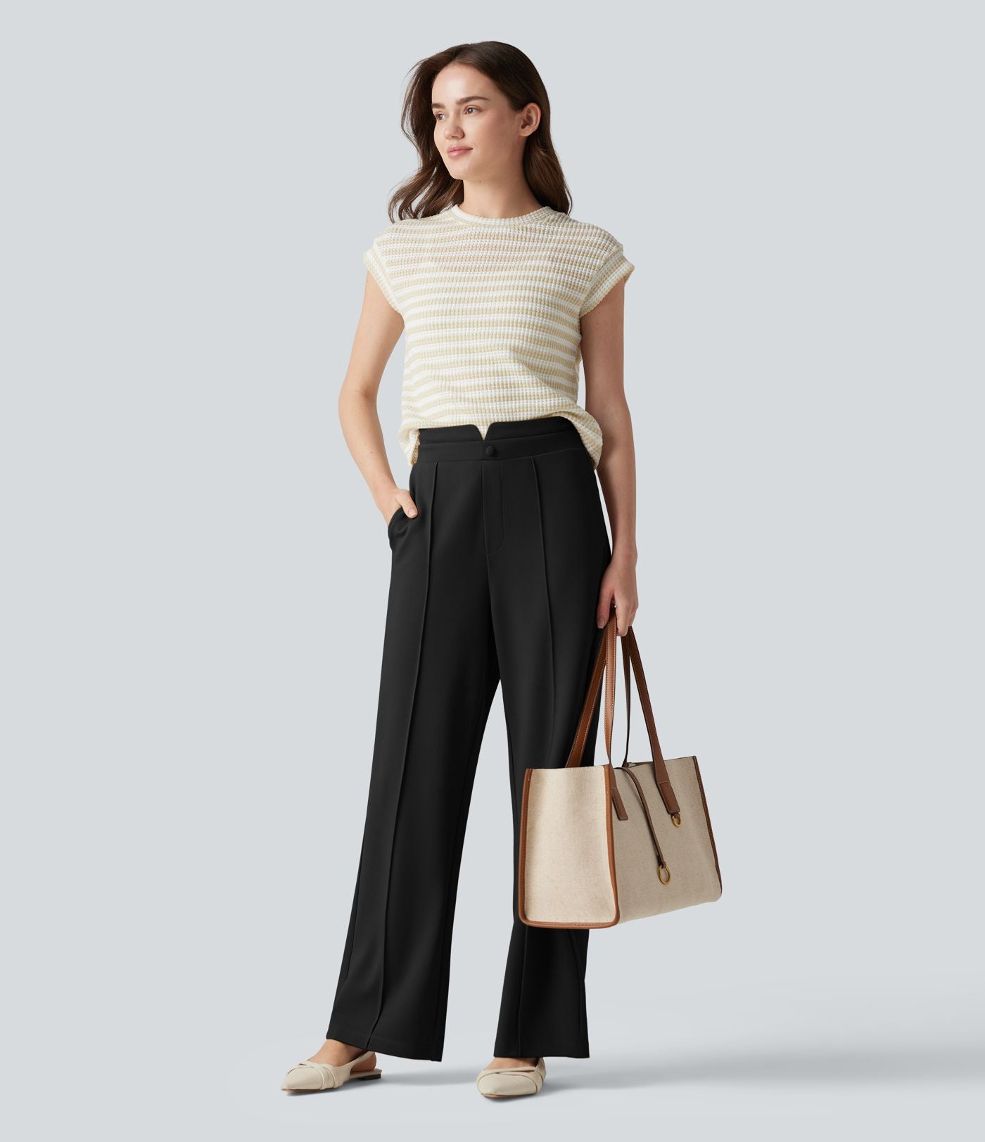 Pantalon de travail droit taille haute Halara Flex™ avec poches