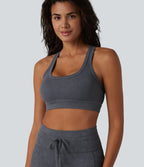 Brassière de sport col U dos nageur maintien léger