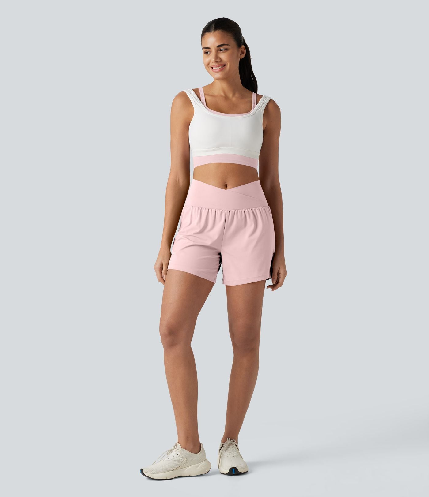 Short de yoga SoftlyZero™ Airy croisé taille haute 2-en-1 effet frais InstantCool 12,5 cm avec poches