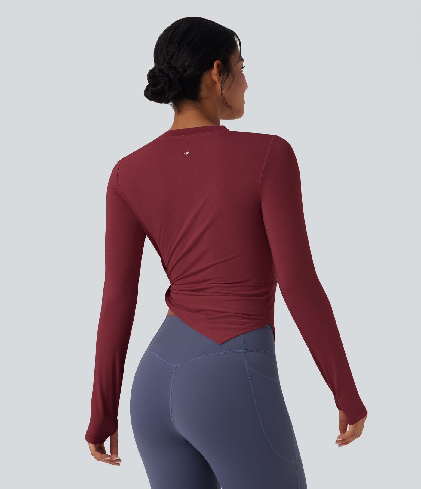 Haut de sport yoga asymétrique séchage rapide manches longues avec trous pouces