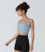 Débardeur yoga court SoftlyZero™ Airy col carré dos nu bretelles croisées effet frais InstantCool, bonnets A-C, protection solaire UPF50+