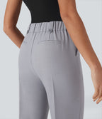 Pantalon de costume taille moyenne longueur cheville jambe droite avec poches latérales