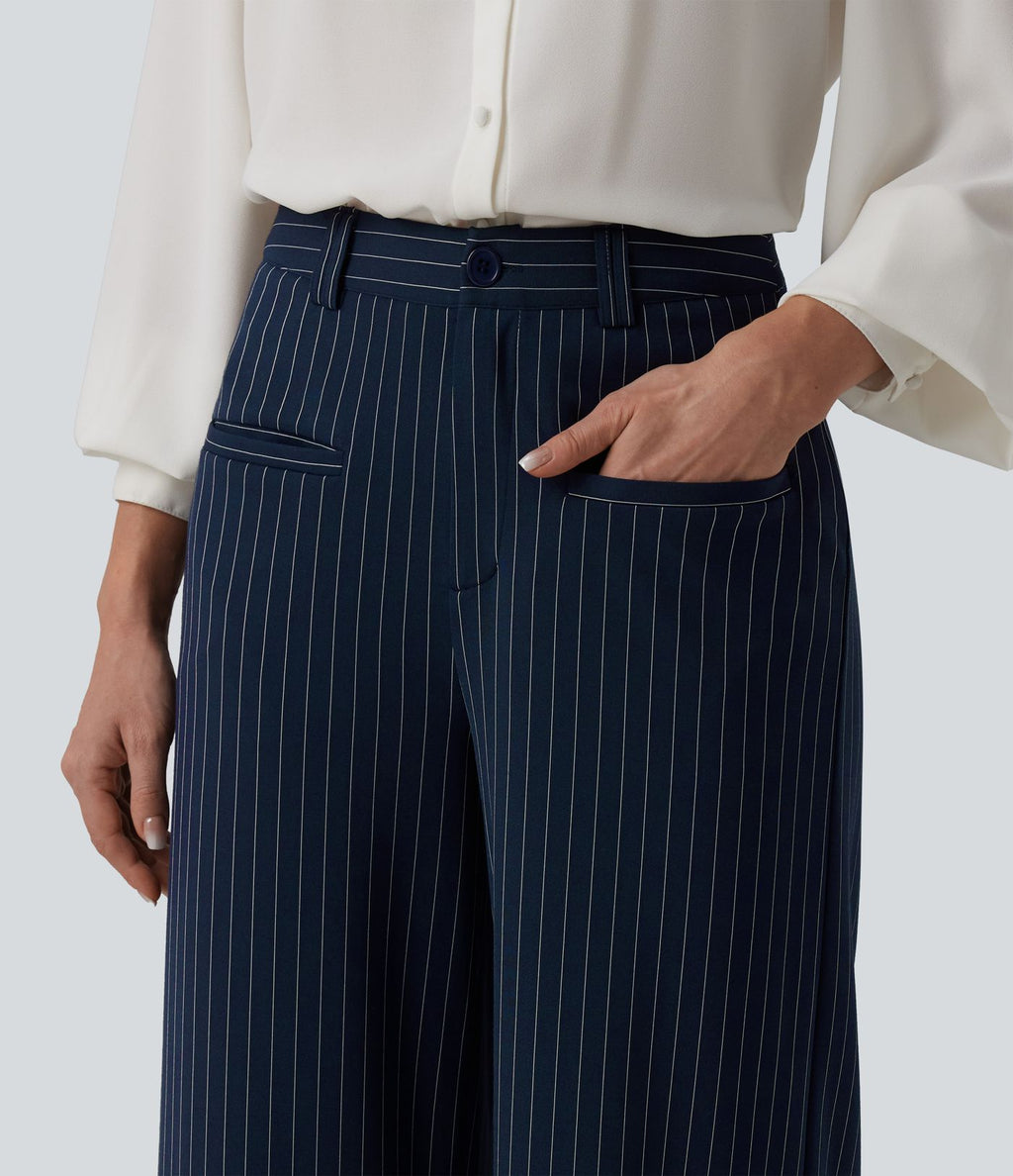 Pantalon Halara Flex™ tailleur large taille mi-haute à rayures à effet frais InstantCool et poches