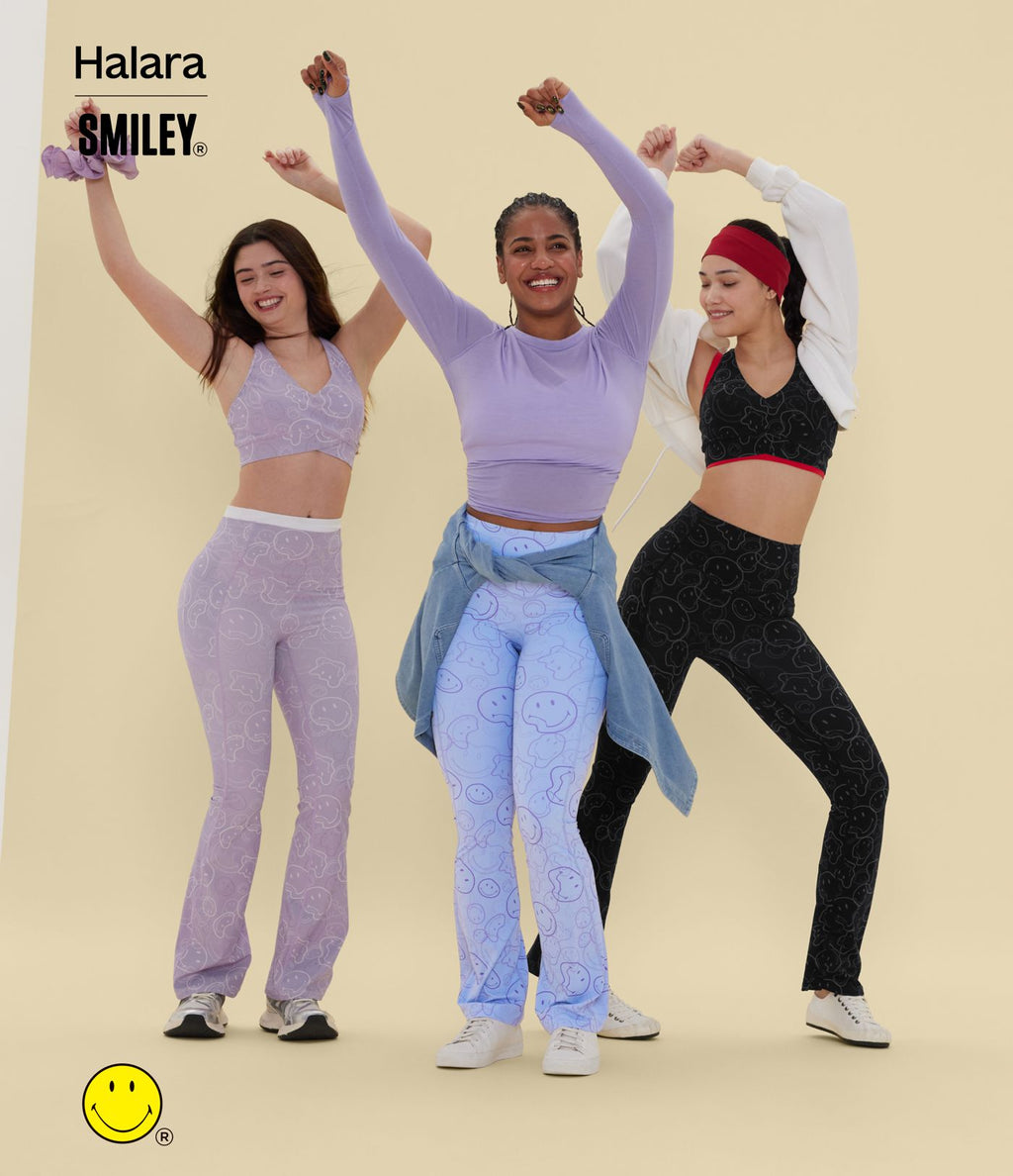 Legging de training bootcut Halara X Smiley® Halara UltraSculpt™ taille haute push-up froncé ventre plat avec poches