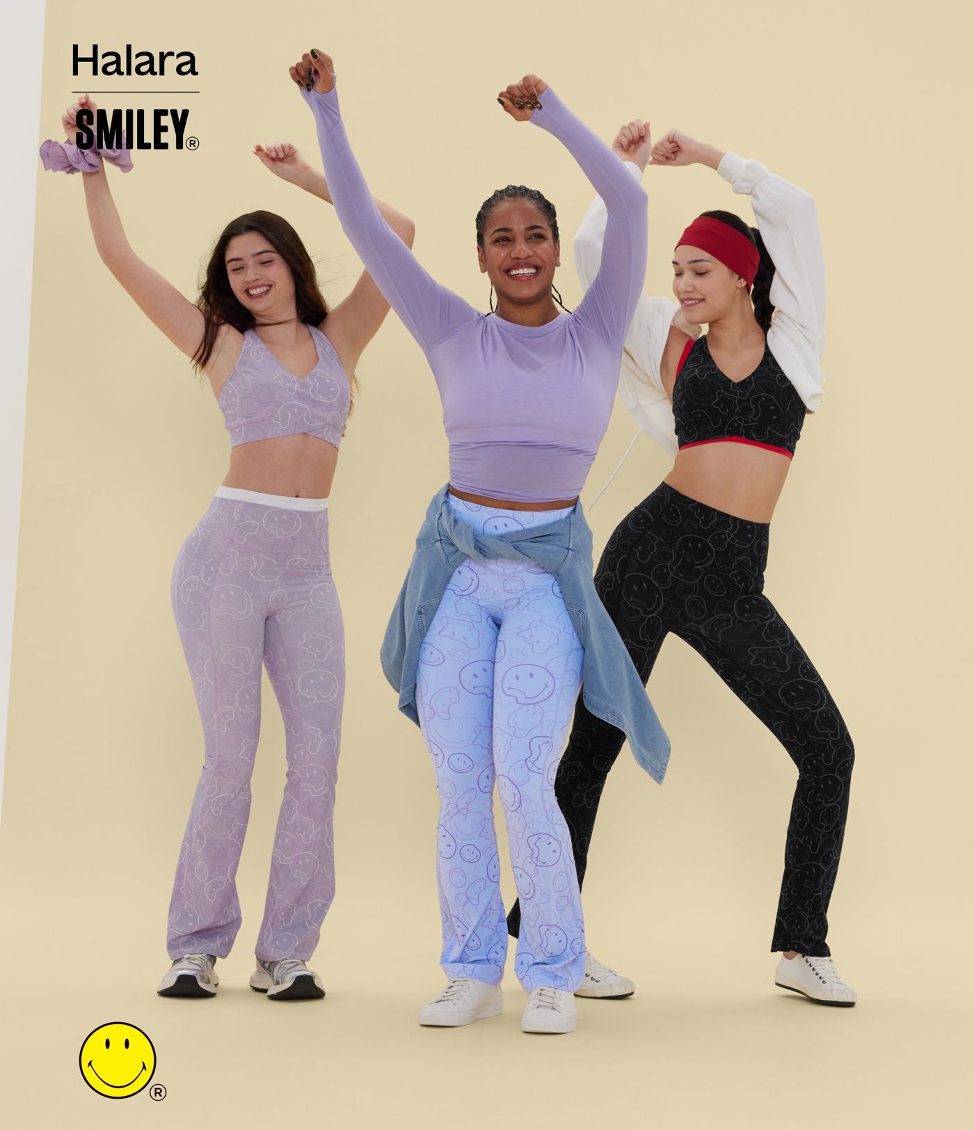 Legging de training bootcut Halara X Smiley® Halara UltraSculpt™ taille haute push-up froncé ventre plat avec poches