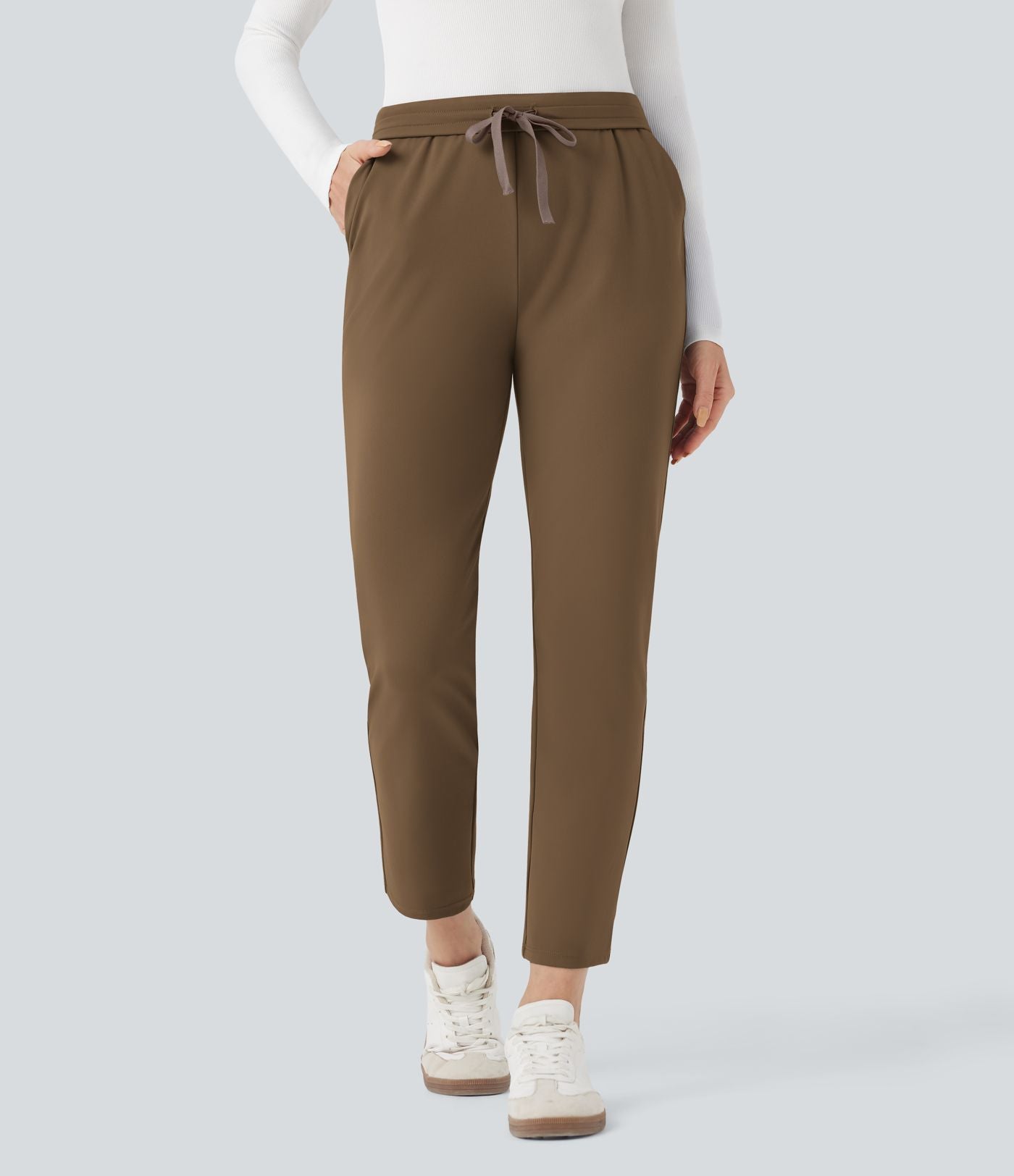 Pantalon de travail ajusté 7/8 repliable taille haute avec cordon de serrage Halara Flex™ DayStretch avec poches