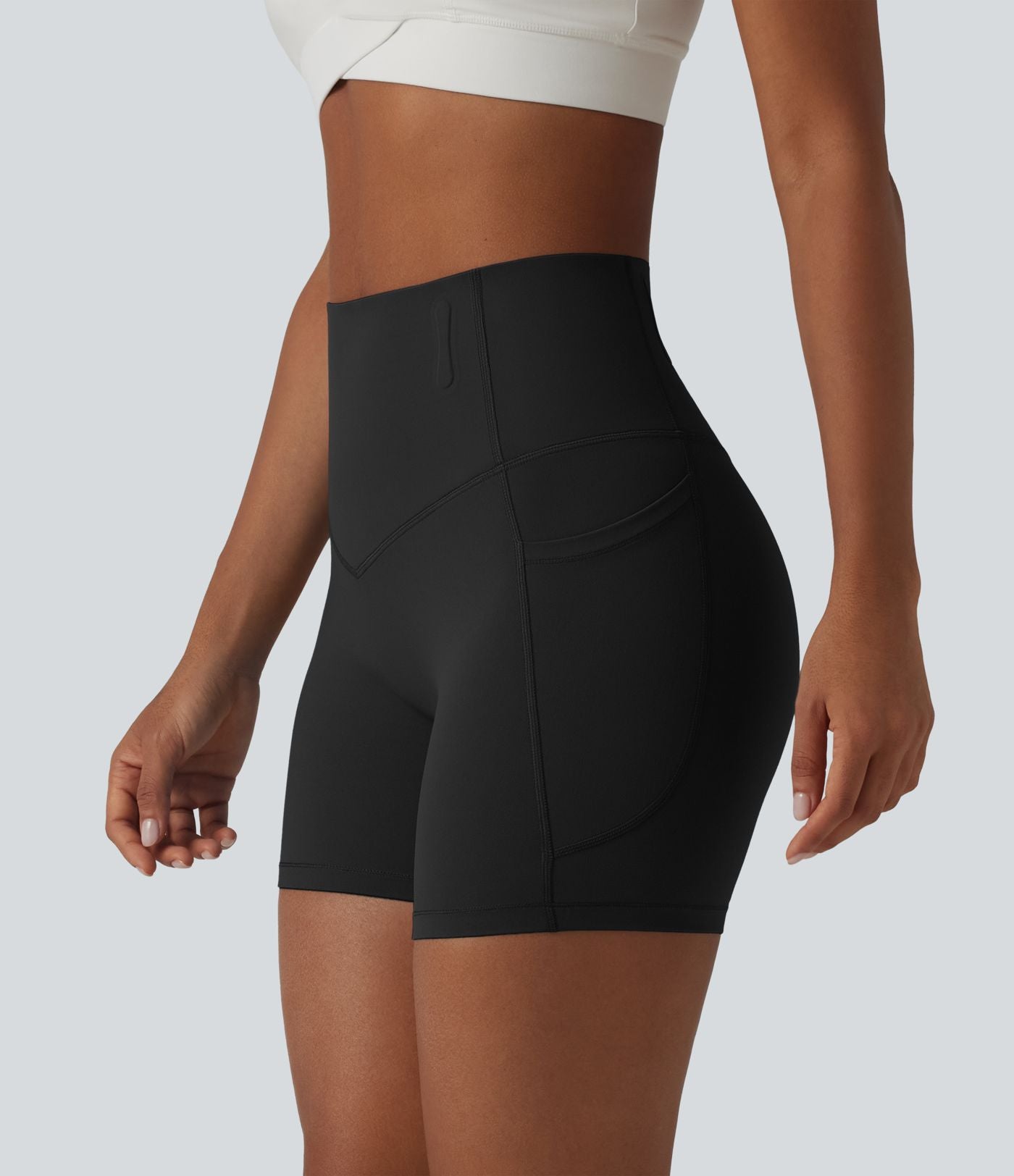 Short cycliste de yoga ventre plat Halara UltraSculpt™, taille haute, anti-roulis, 12,5 cm, avec poches