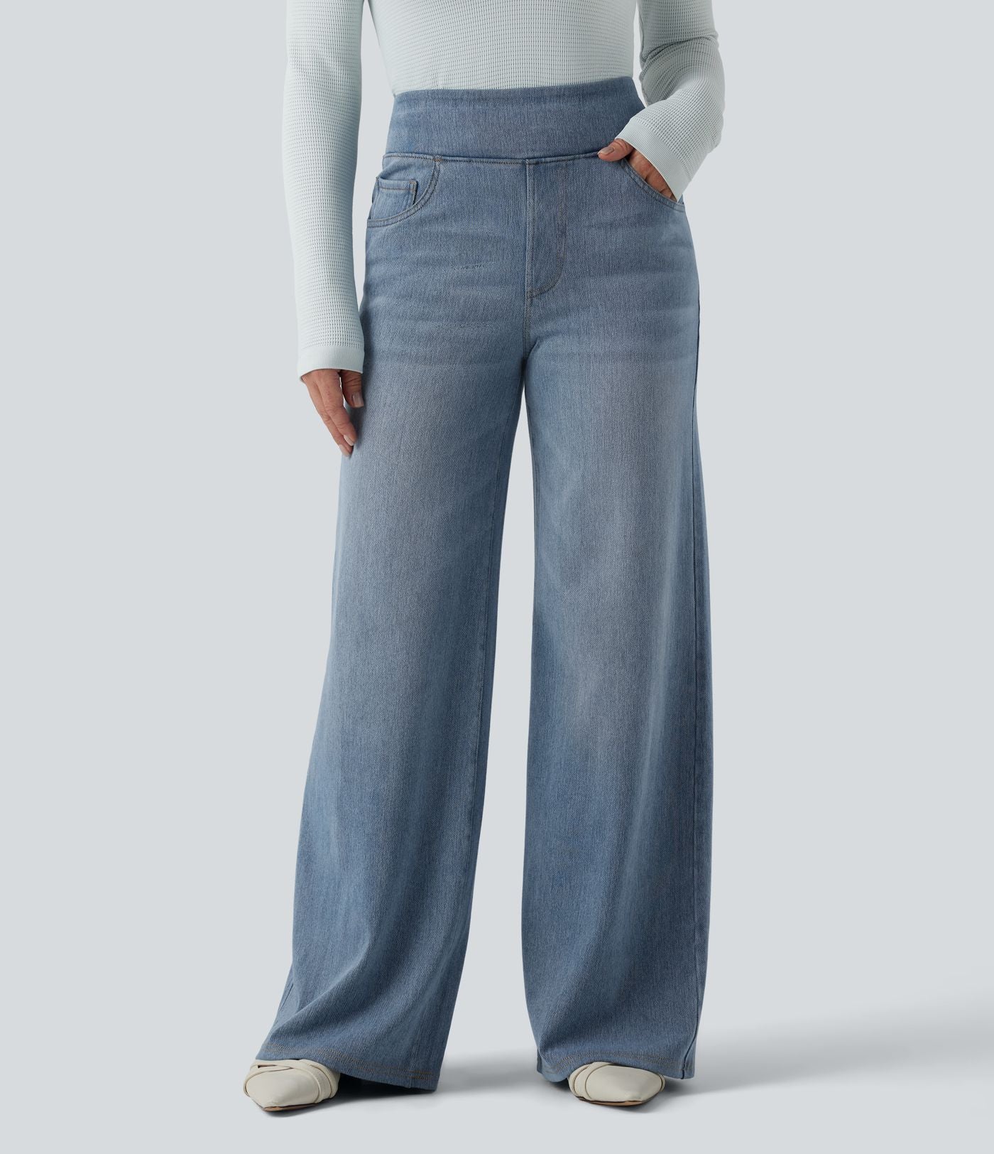Halara Flex™ Denim Heat Jean large casual taille haute avec poches