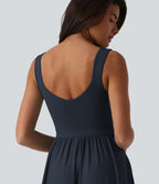 Robe longue fluide sans manches avec brassière intégrée (Bonnets E-G) et poches