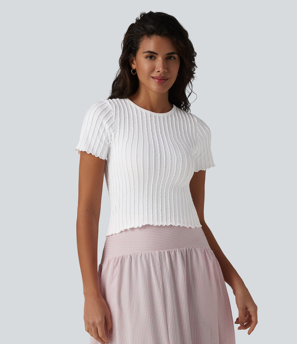 T-shirt crop décontracté OneForm Seamless Flow col rond manches courtes