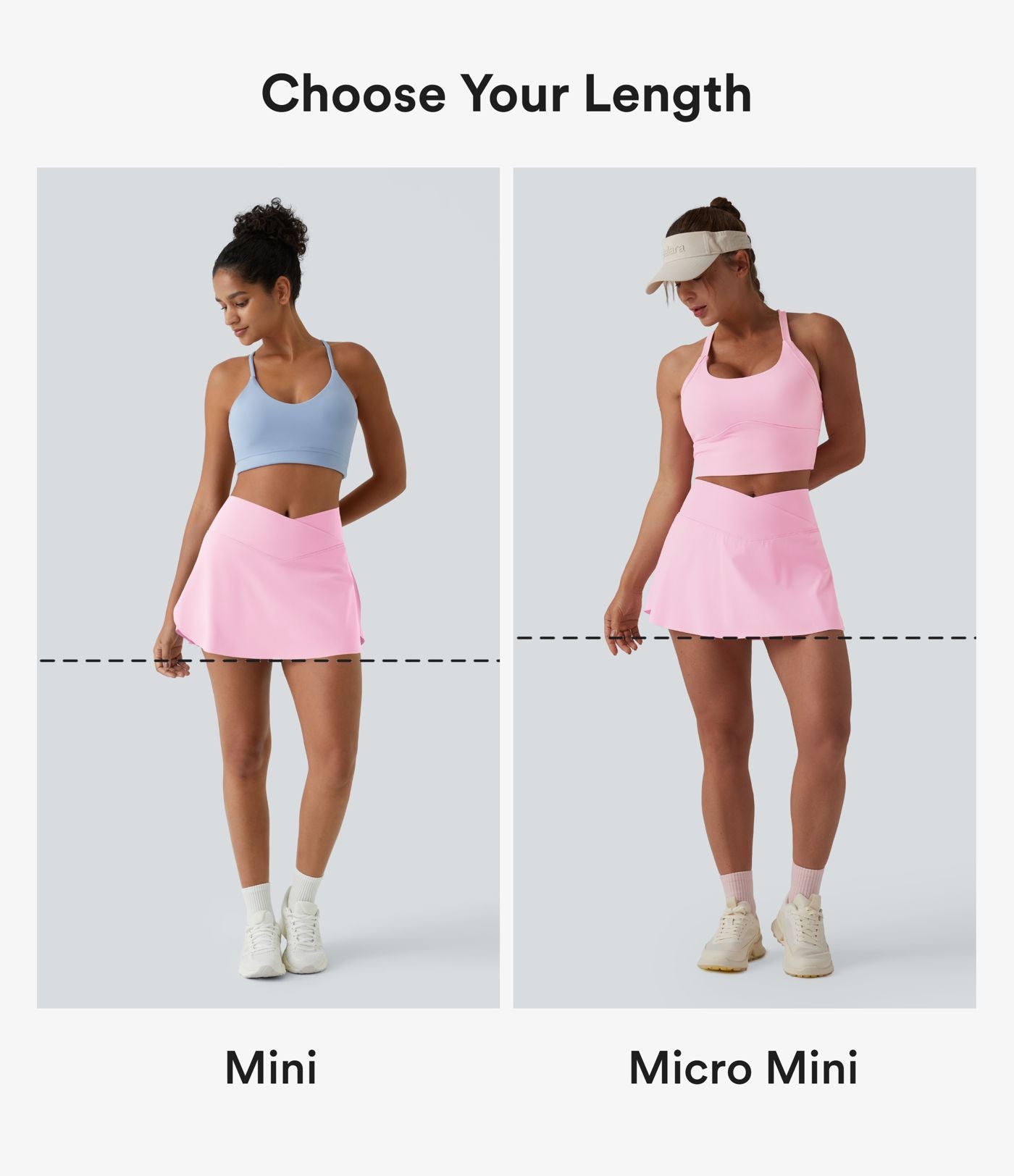 Jupe de tennis micro mini 2-en-1 SoftlyZero™ Airy taille haute croisée avec poche - UPF50+