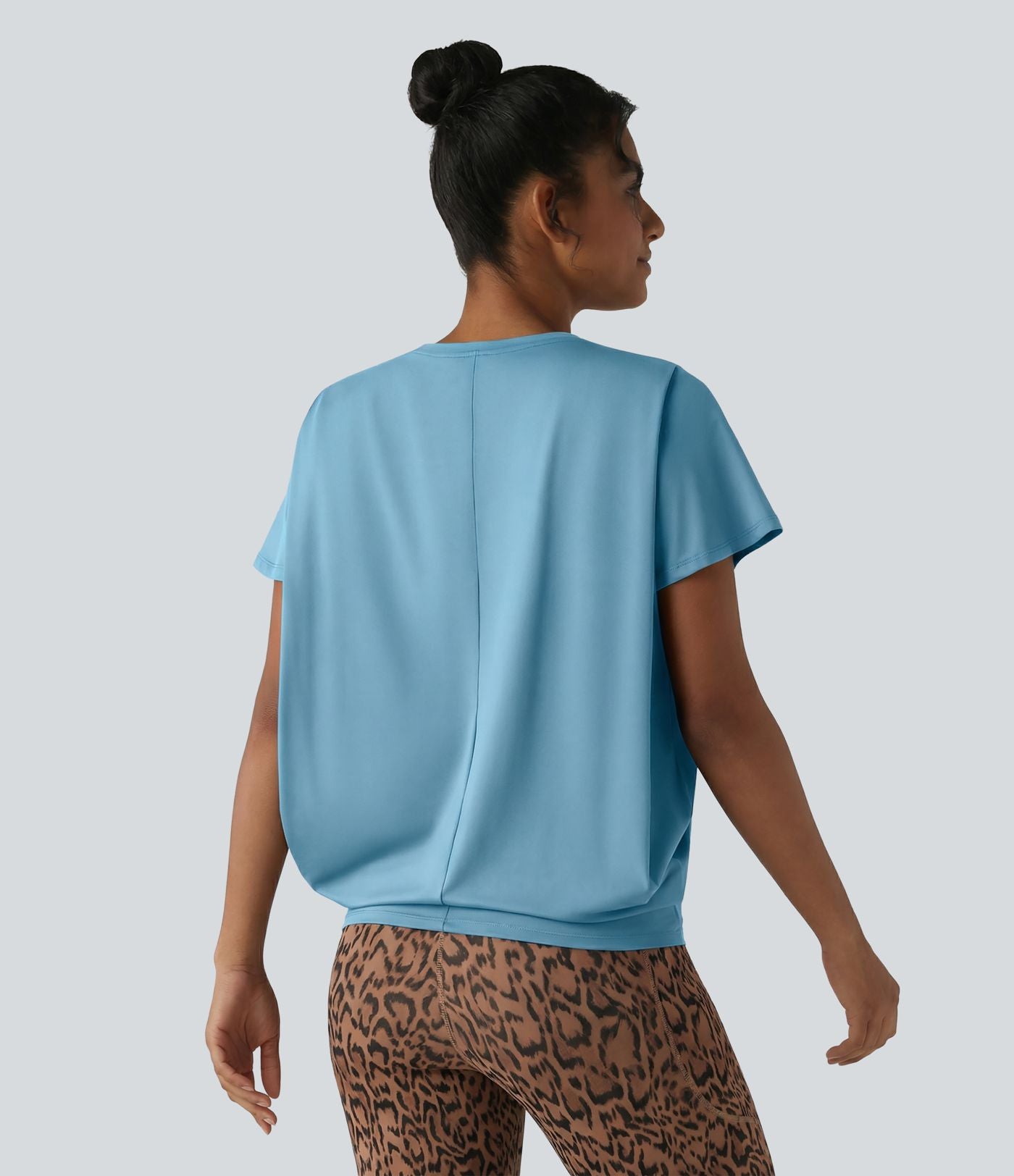 Haut de sport col rond manches courtes effet frais InstantCool avec fronces, protection solaire UPF50+