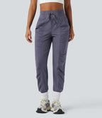 Jogging de danse fuselé froncé séchage rapide effet frais InstantCool taille haute avec cordon de serrage et poches, protection solaire UPF40+