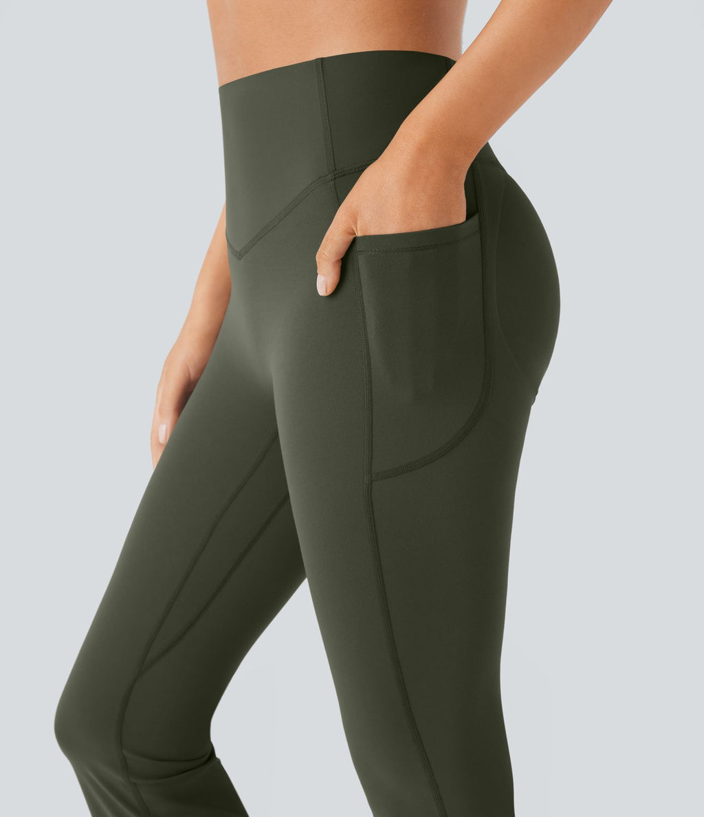 Pantalon de yoga à coupe bootcut gainant galbant taille haute avec effet scrunch et poches Halara UltraSculpt™