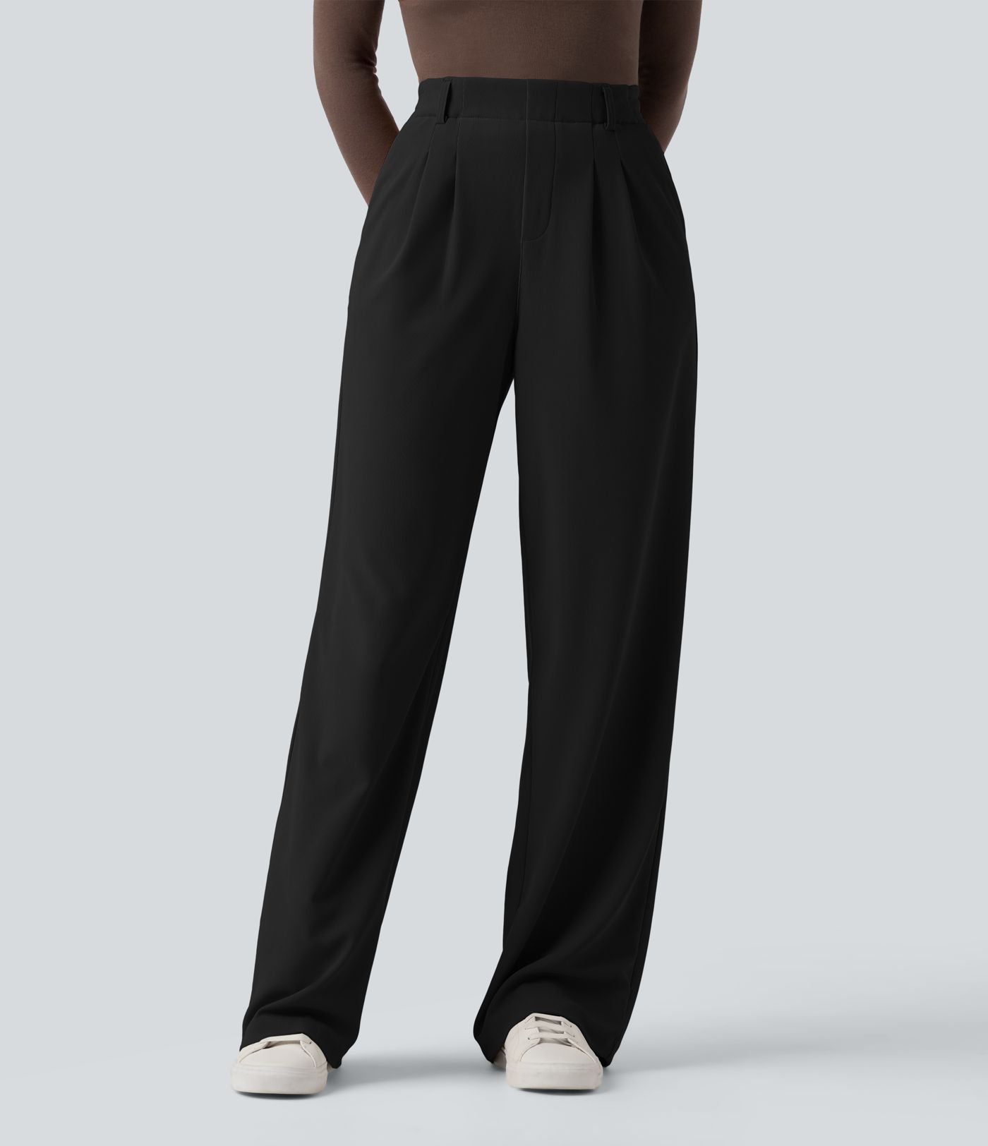 Pantalon tailleur Halara Flex™ taille haute coupe droite micro-gaufré avec poches