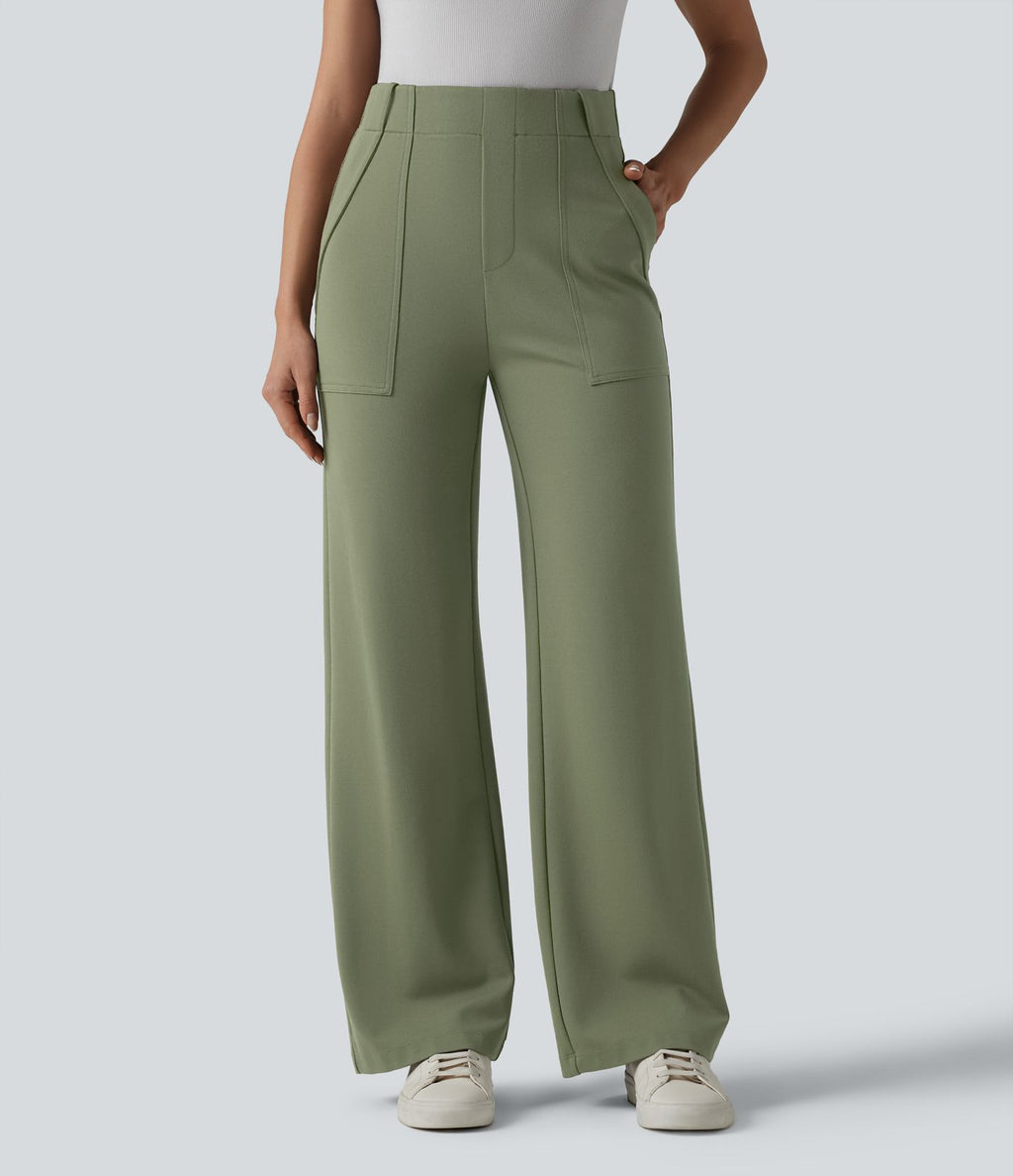Halara Flex™ Pantalon tailleur droit taille haute avec poches