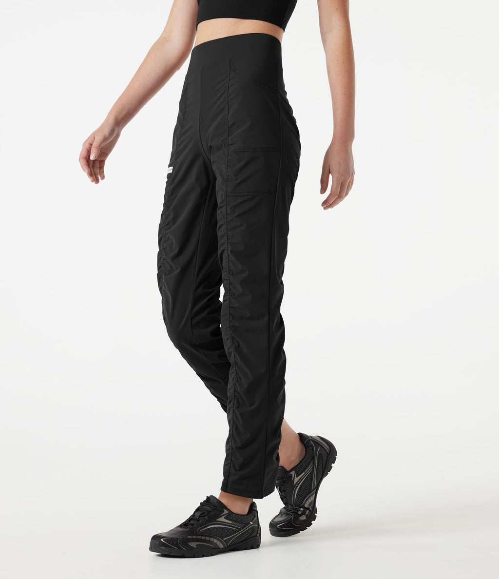 Pantalon slim de running taille haute à séchage rapide avec fronces et poches