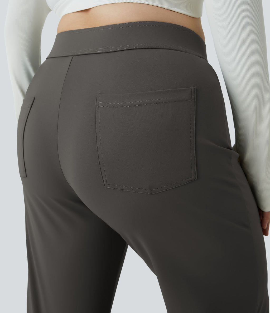 Pantalon coupe droite grande taille taille haute DayStretch avec poches