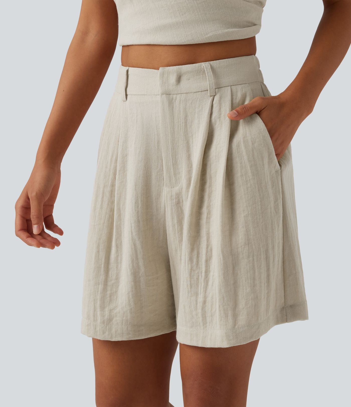 Short décontracté taille haute avec poches