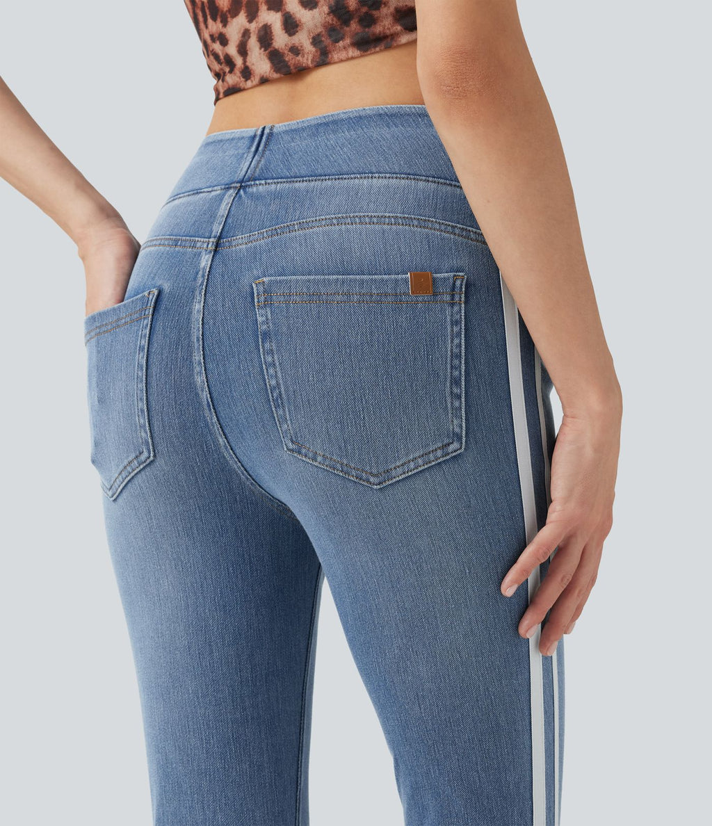Jean skinny Halara Flex™ taille haute délavé à rayures avec poches
