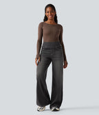 Halara Flex™ Jean large fluide délavé taille haute à rayures avec poches