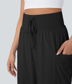 Pantalon de yoga large gainant taille haute avec cordon de serrage et effet frais InstantCool avec poches, protection solaire UPF50+