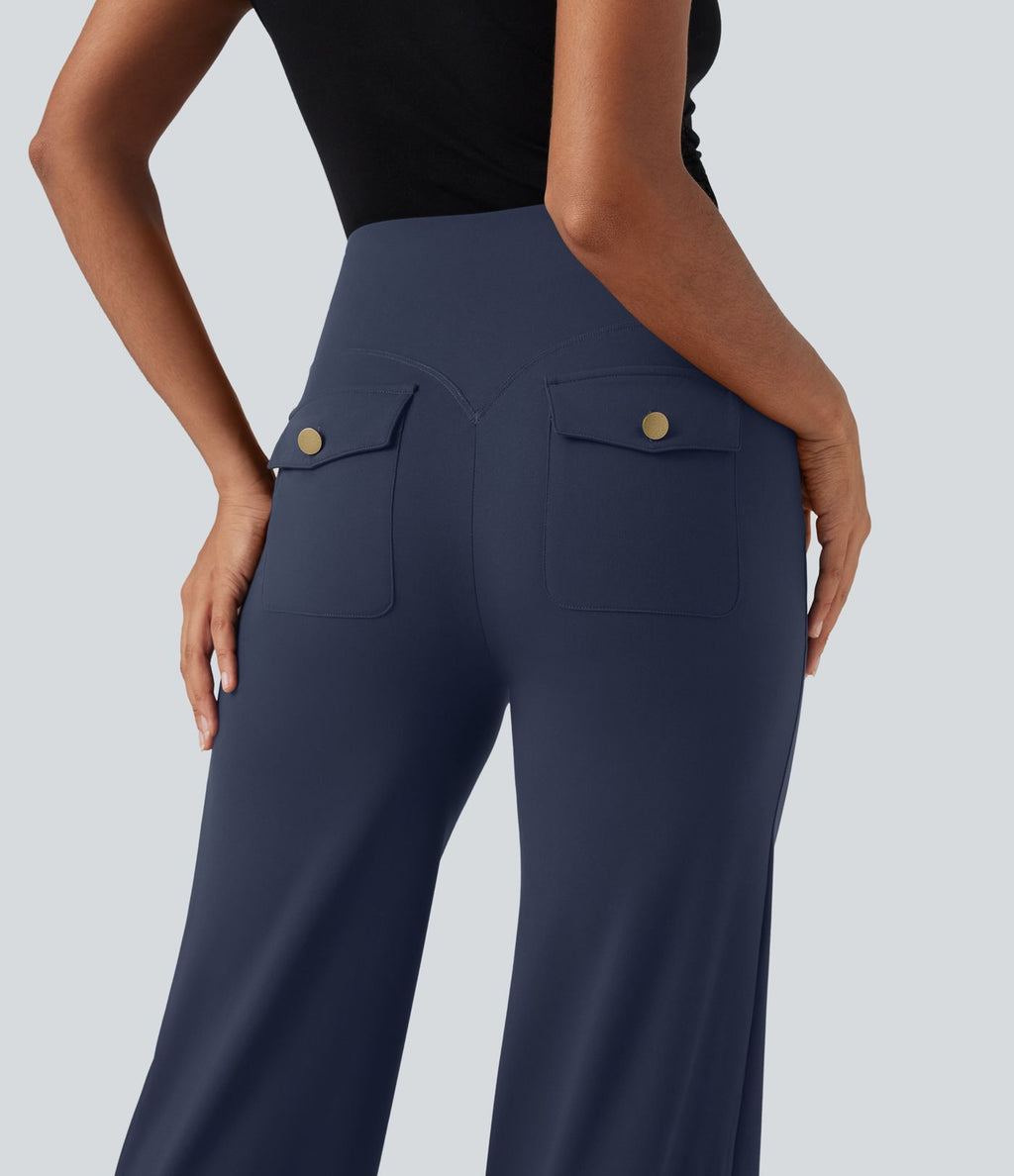 Pantalon de travail droit gainant taille haute avec poches Halara UltraSculpt™