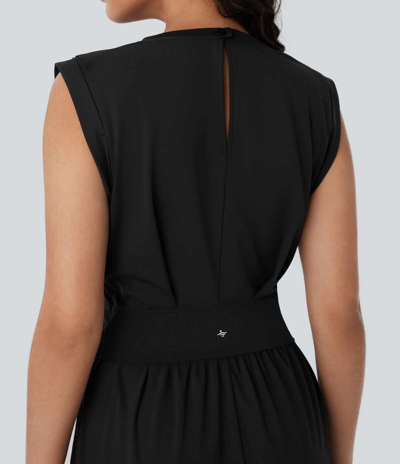 Softlyzero™ Quickdry col rond sans manches dos ajouré avec poche latérale combinaison de yoga - Édition Easy Peasy