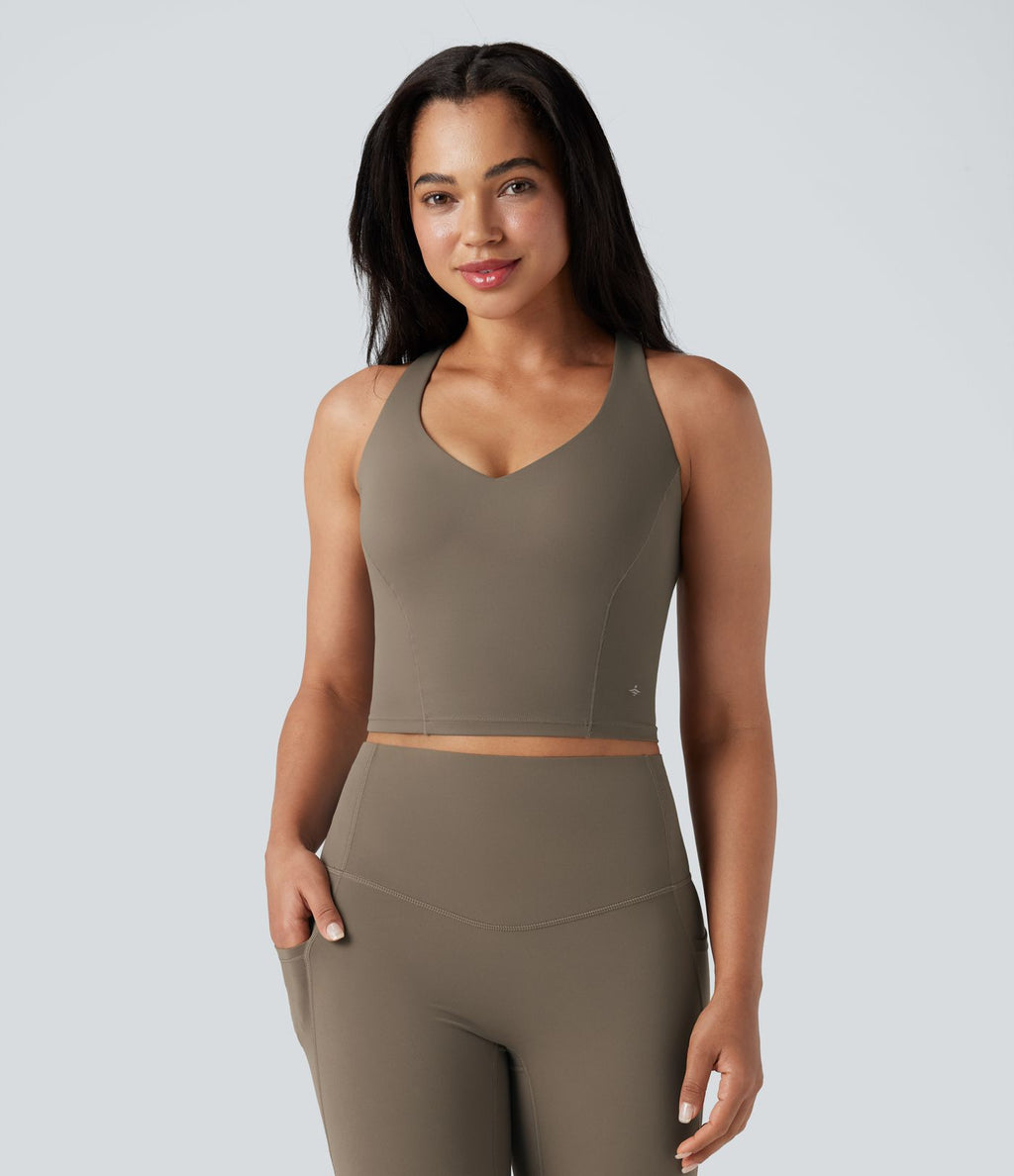 Débardeur yoga Halara UltraSculpt™ 2-en-1 push-up col V profond dos croisé