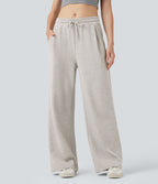 Pantalon jogging décontracté en coton taille mi-haute avec cordon et poches