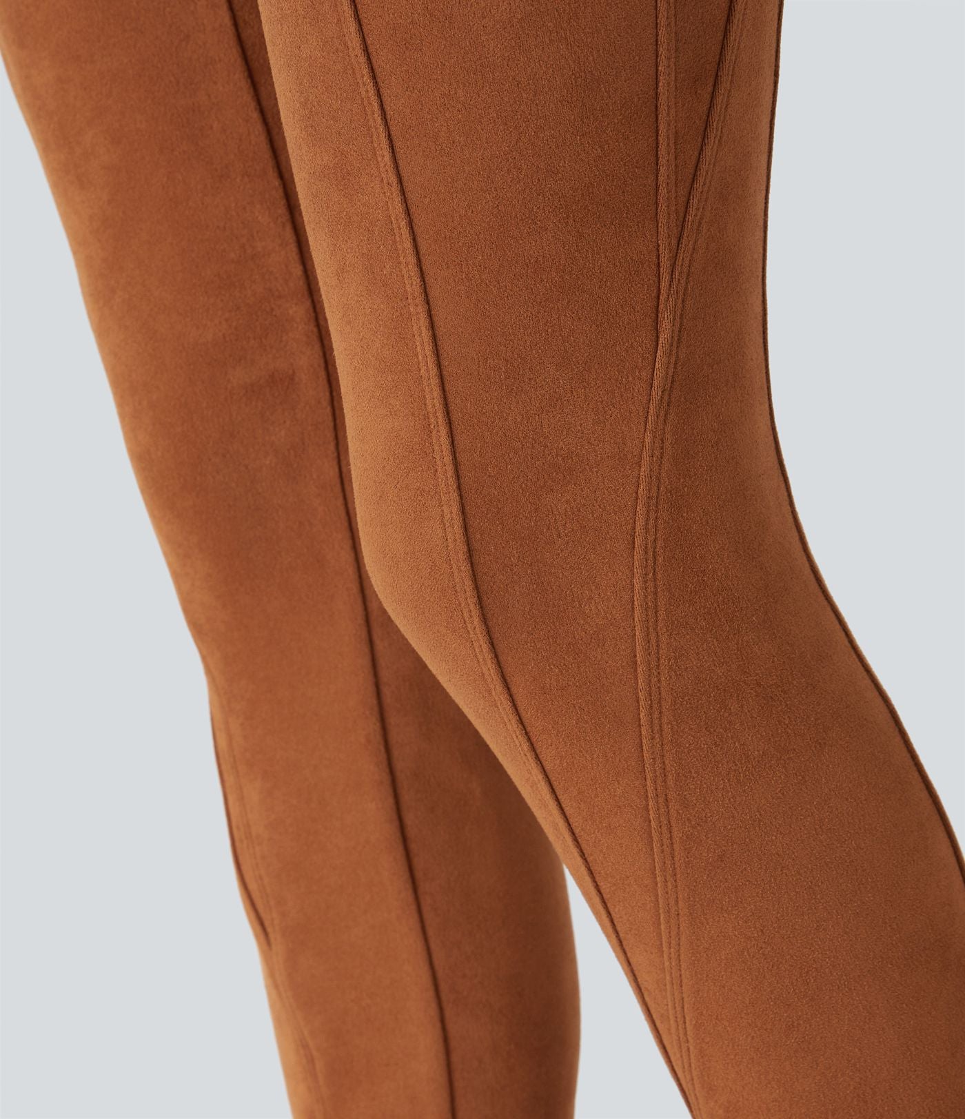 Legging décontracté en suédine taille haute, gainant, avec poches latérales