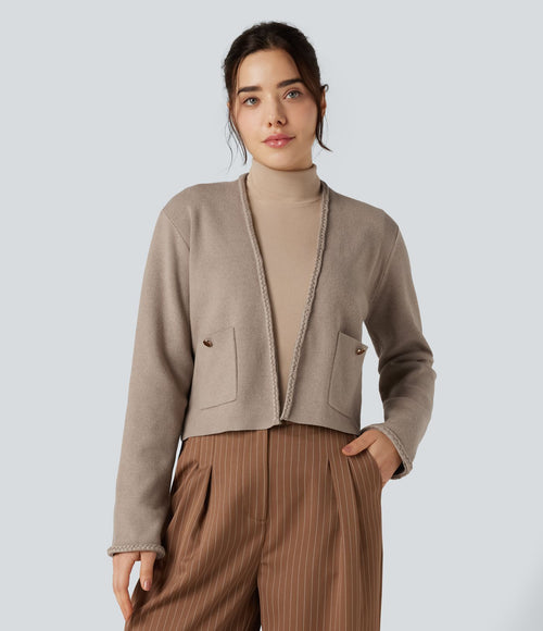 Cardigan tailleur ouvert manches longues avec poches