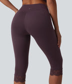 SoftlyZero™ Legging corsaire de yoga croisé taille haute avec dentelle contrastée et poches - UPF50+