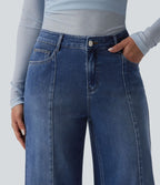 Halara Flex™ Jean droit casual taille mi-haute en lyocell drapé, avec poches
