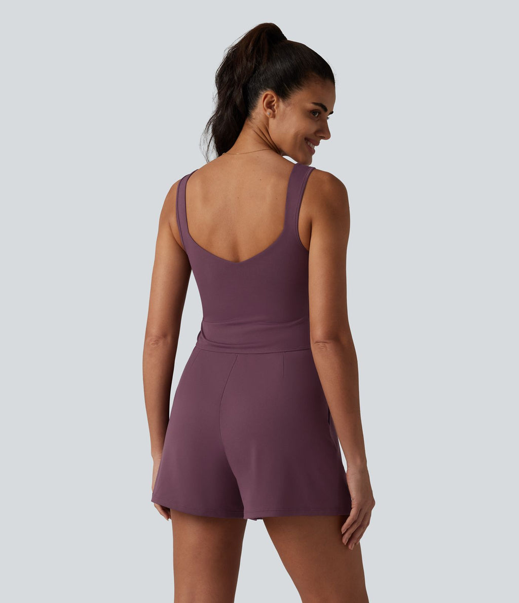 Combinaison décontractée à col en V avec soutien-gorge intégré et poches - Édition Easy Peasy