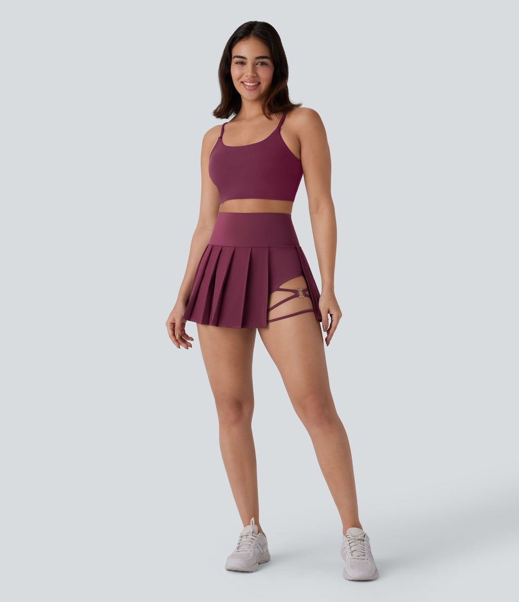 Jupe-short de danse mini Breezeful™ à taille haute, plissée, 2-en-1, avec poches latérales et arrière, ourlet asymétrique et séchage rapide