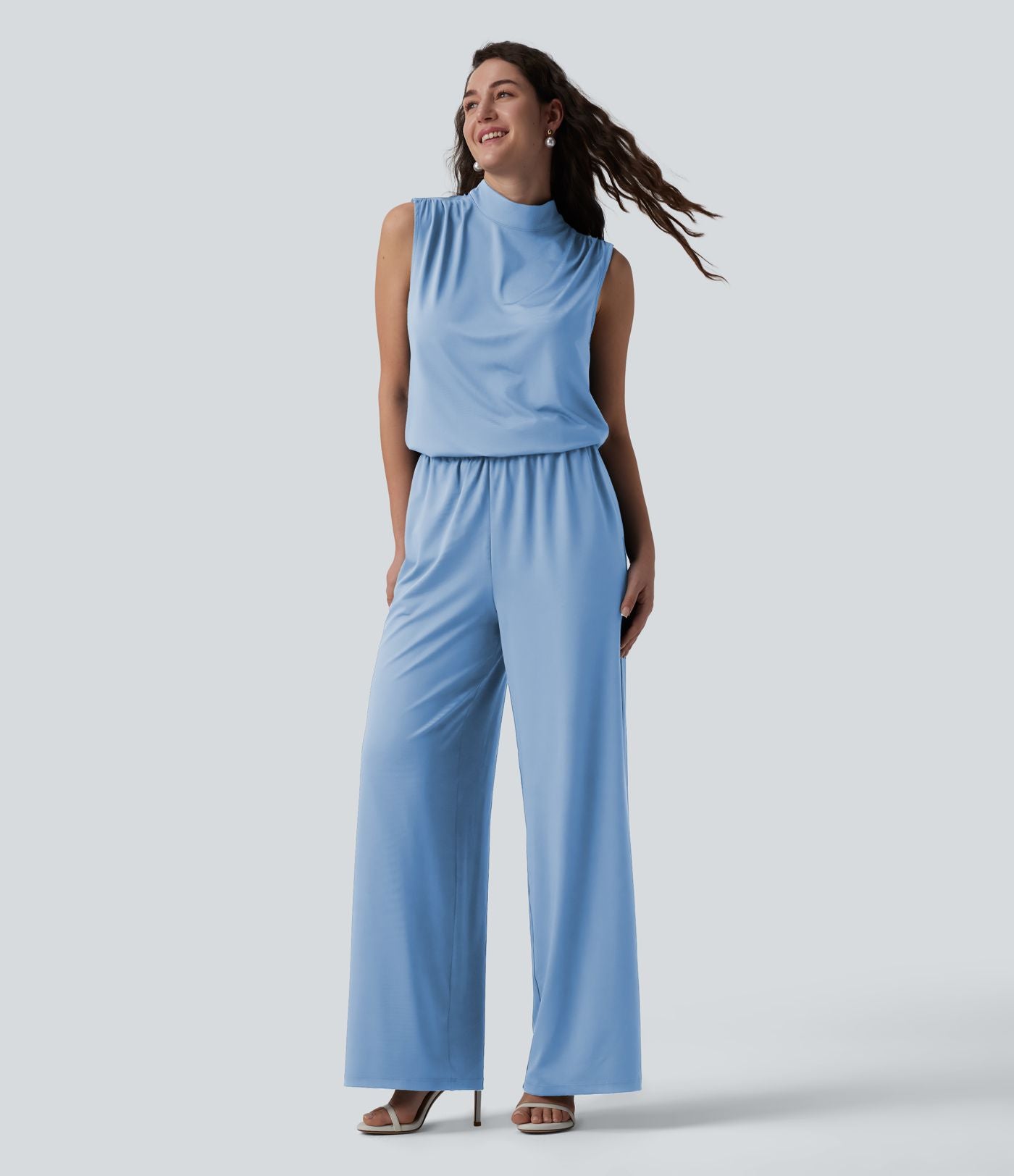 Combinaison mariage et demoiselle d'honneur col montant sans manches coupe droite avec poches - Easy Peasy