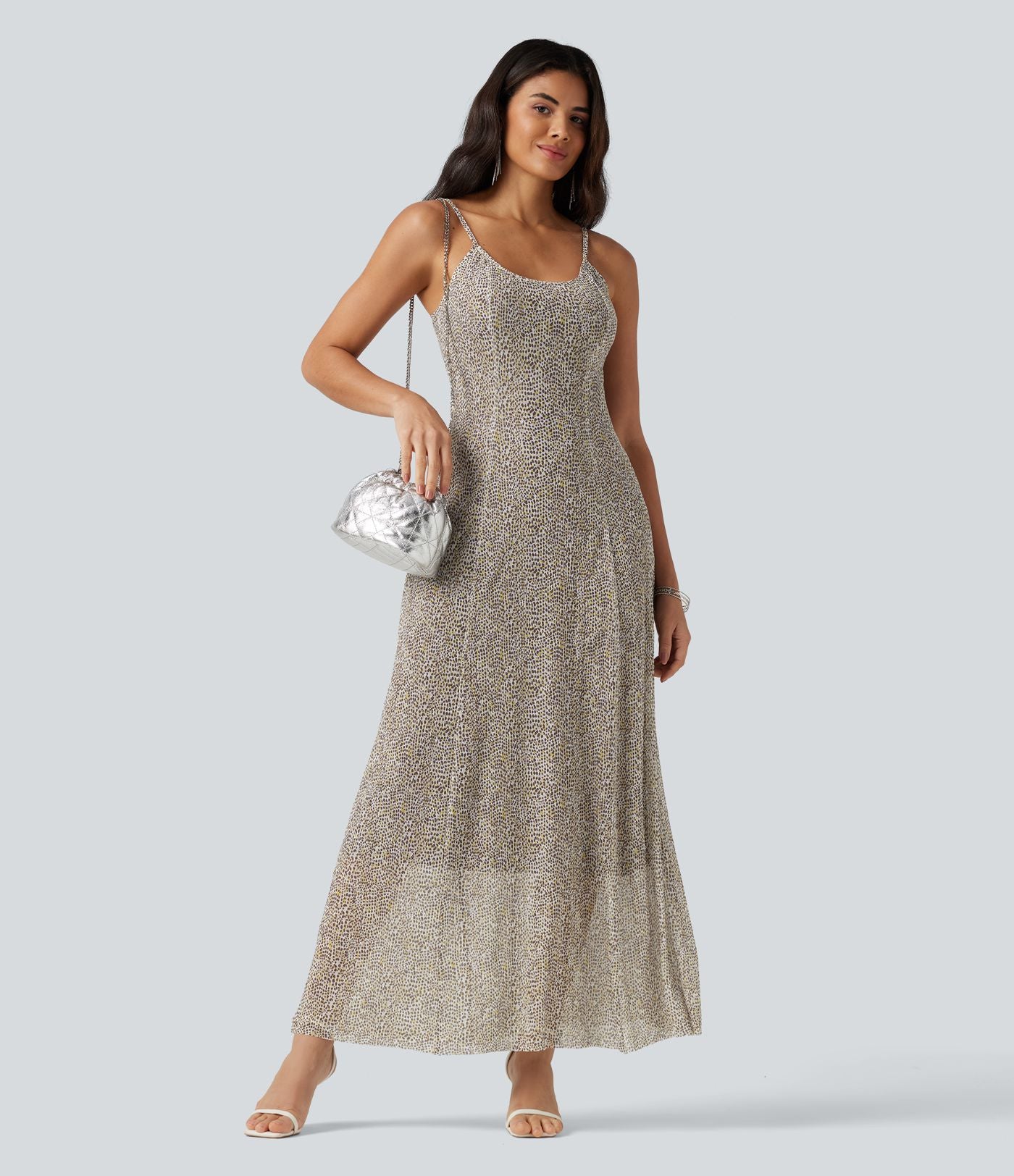 Robe nuisette longue fluide en tulle à pois pour demoiselle d'honneur et invitée de mariage
