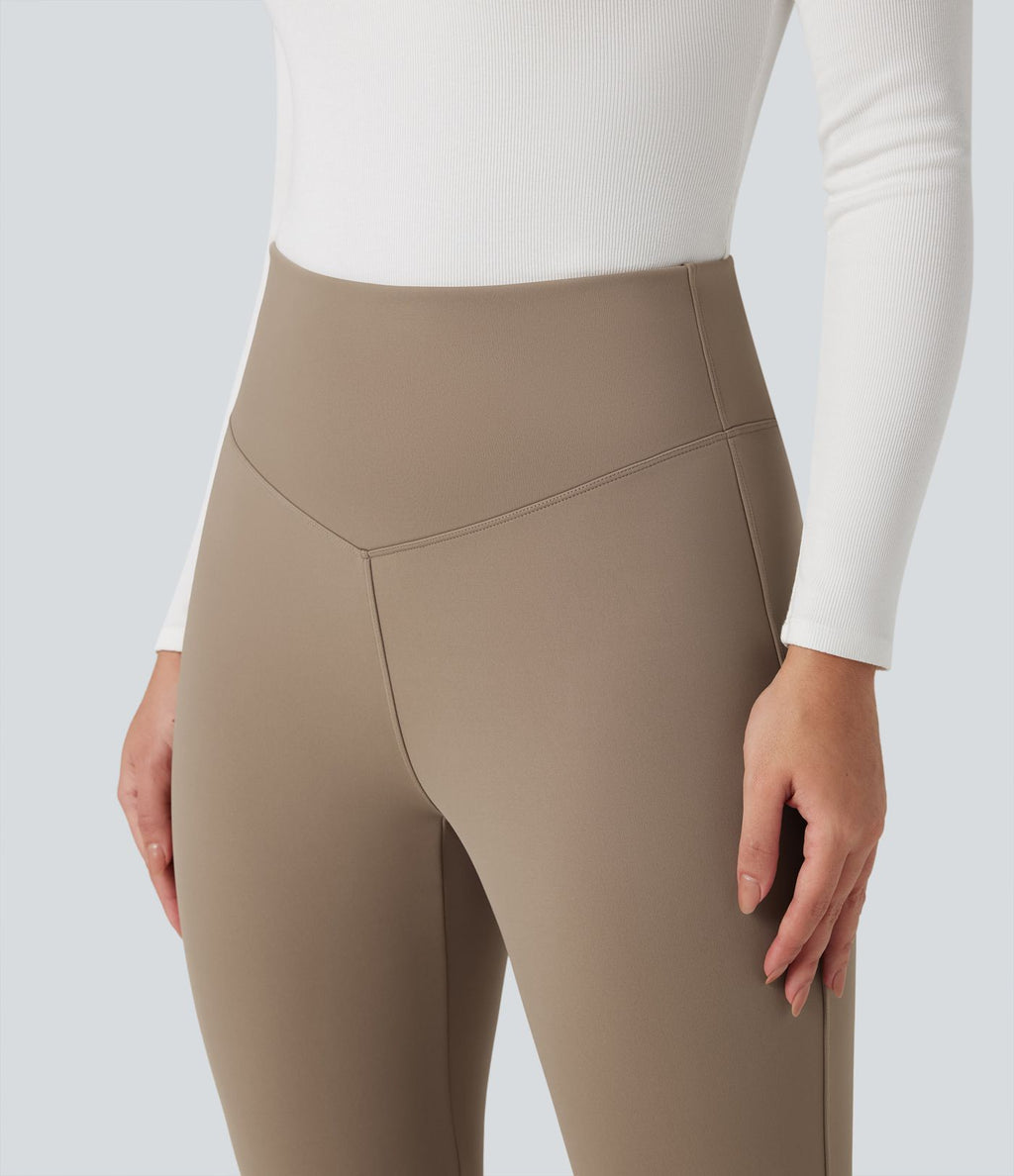 Pantalon yoga évasé polaire taille haute
