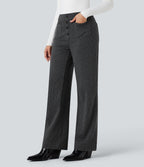 Halara Flex™ Pantalon tailleur pied-de-poule coupe droite taille haute avec poches