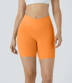 Softlyzero™ Short 17,5cm Yoga Taille Haute Crossover avec Poches Latérales