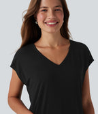 T-shirt casual col V manches courtes