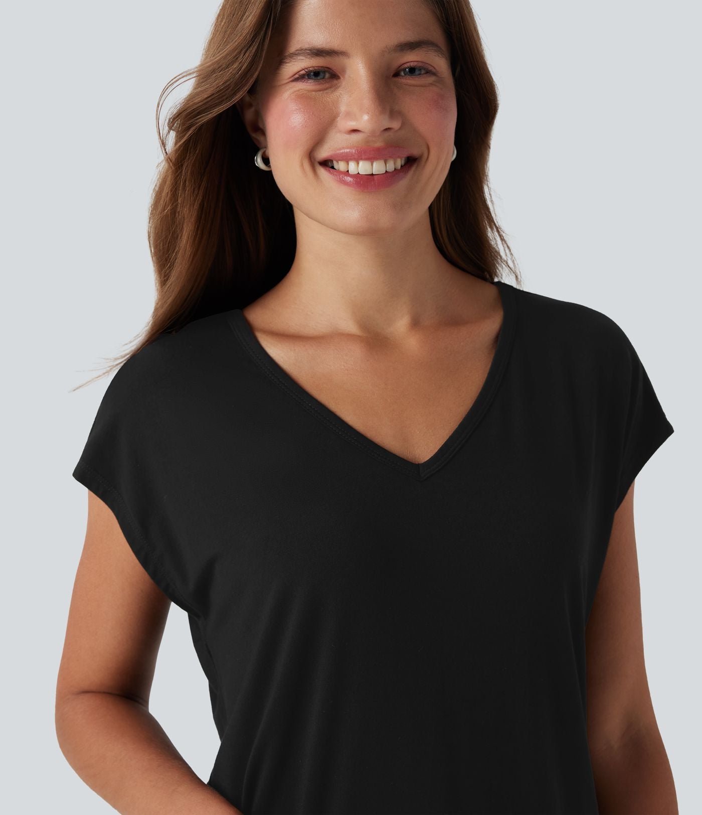 T-shirt casual col V manches courtes