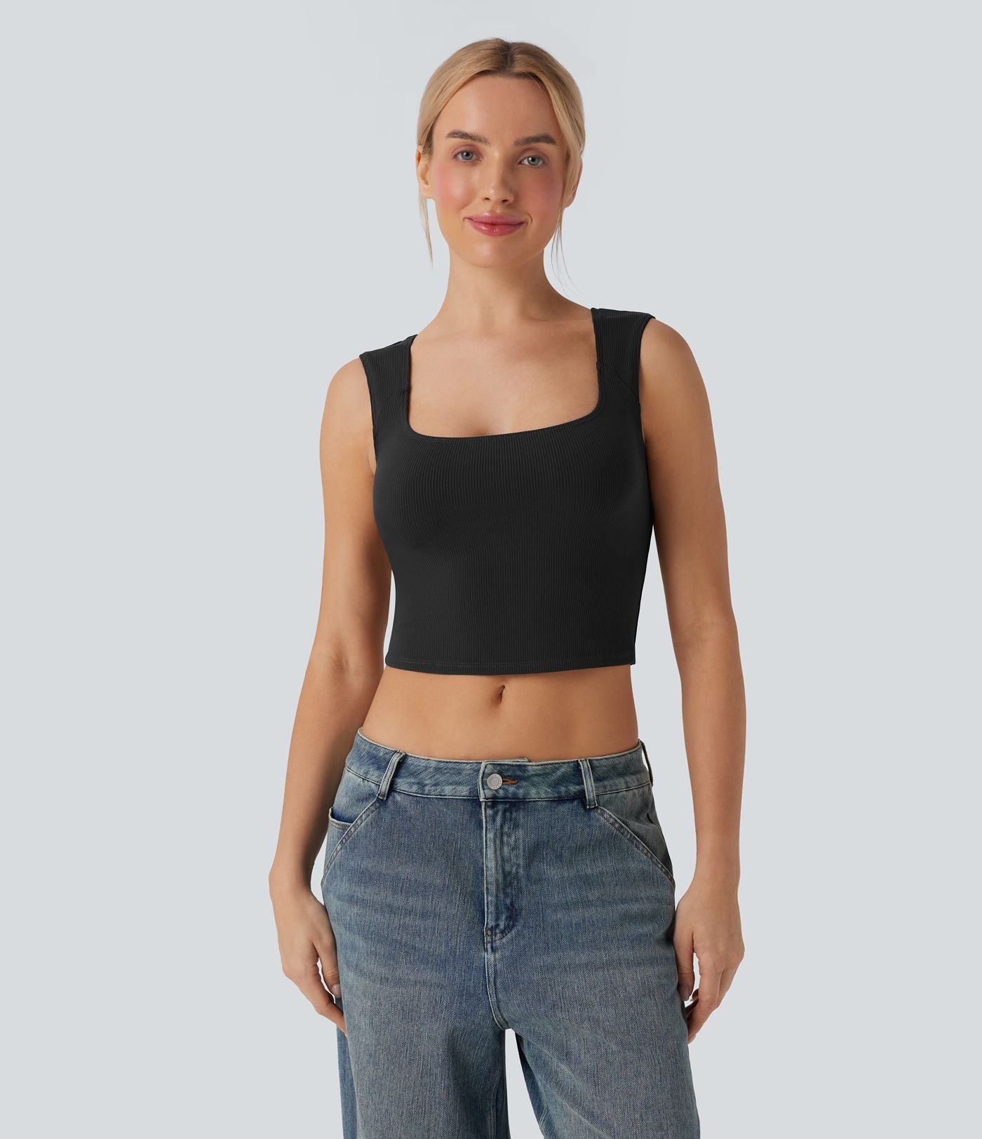 Débardeur crop casual SoftlyZero™ côtelé col U