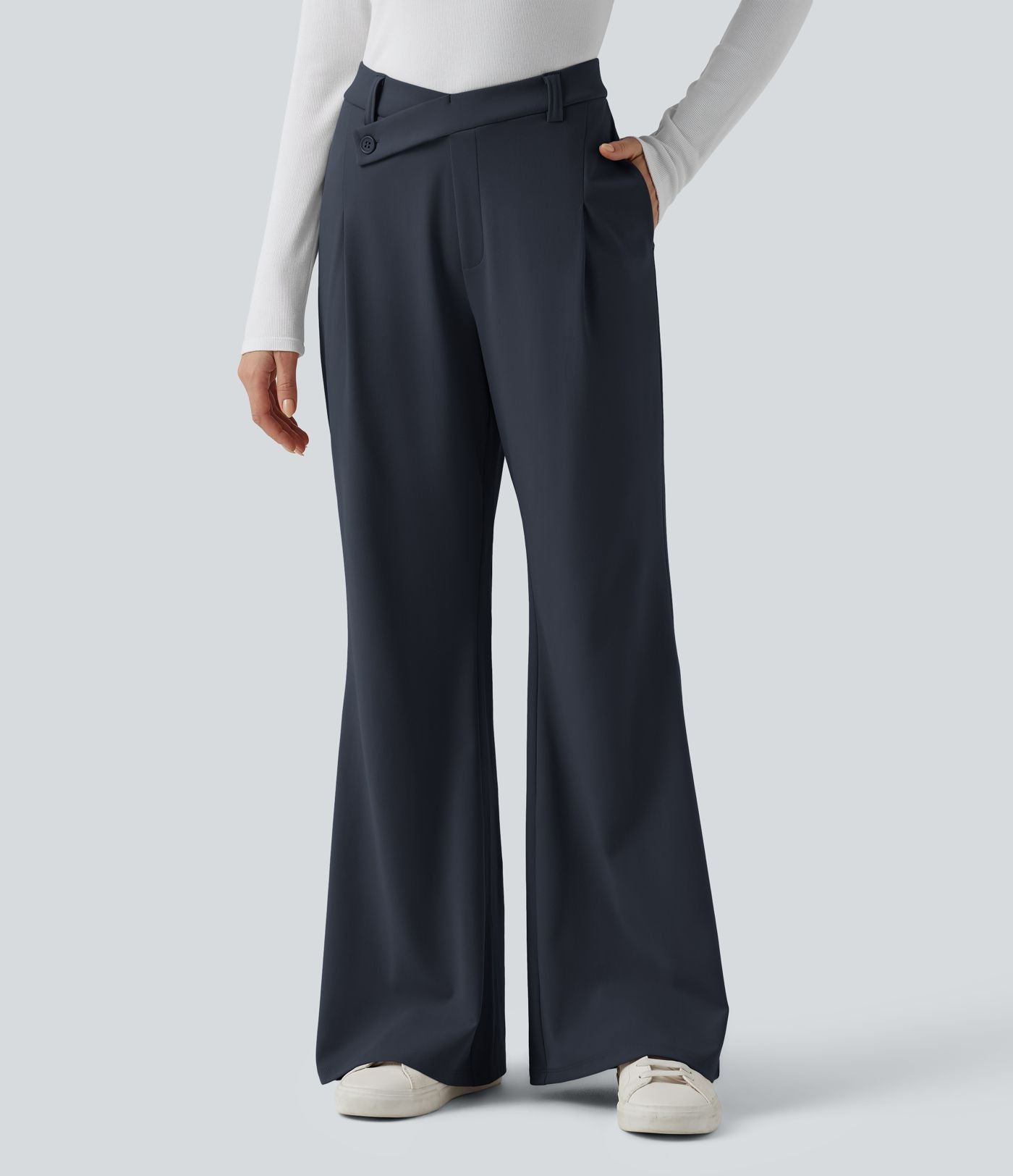 Pantalon tailleur évasé asymétrique taille haute Halara Flex™ DayStretch avec poches